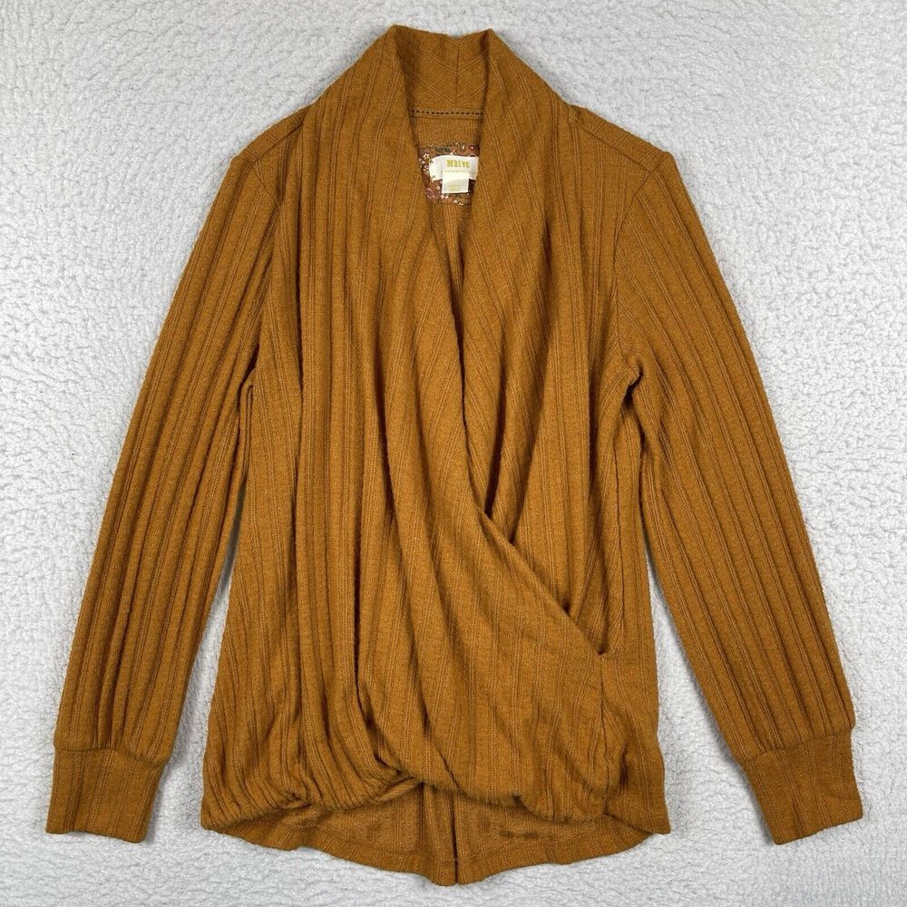 Maeve Anthropologie Shirt Womens Small Gold Orange Rafela Hacci Surplice Top